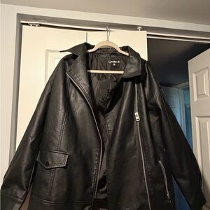 Black Faux Leather Moto Jacket - Unbranded
